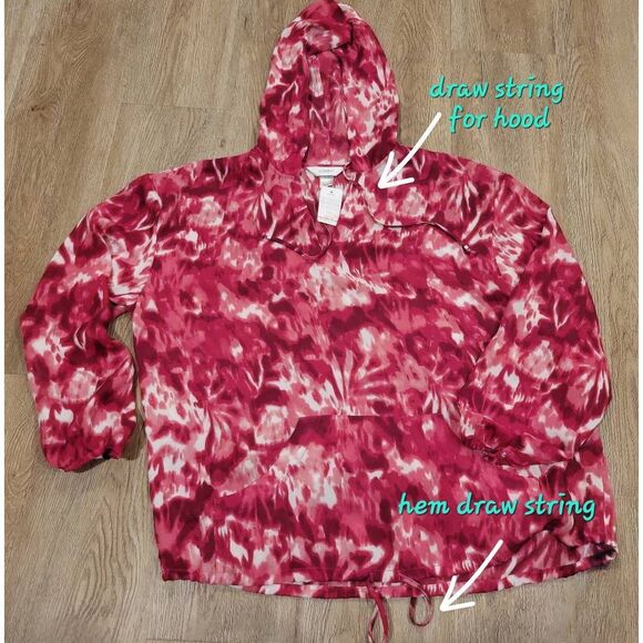 Plus size sheer hooded tye dye top xlg new tags pink size 14/16 - Picture 1 of 7
